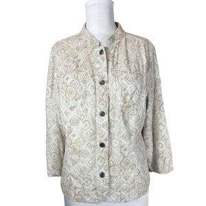 Boho Linen Blend Christopher & Banks Lightweight Jacket Women's Size Large